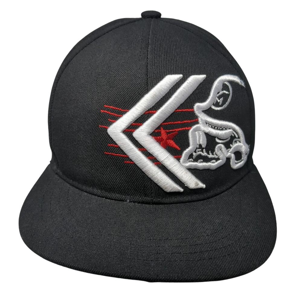 Metal Mulisha Snapback Hat Solid Black One Size Embroidered Vent Holes